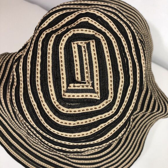 Women's Paper Sun Hat Black Tan 4 inch Movable Brim Pool Beach Garden Summer - Picture 4 of 10
